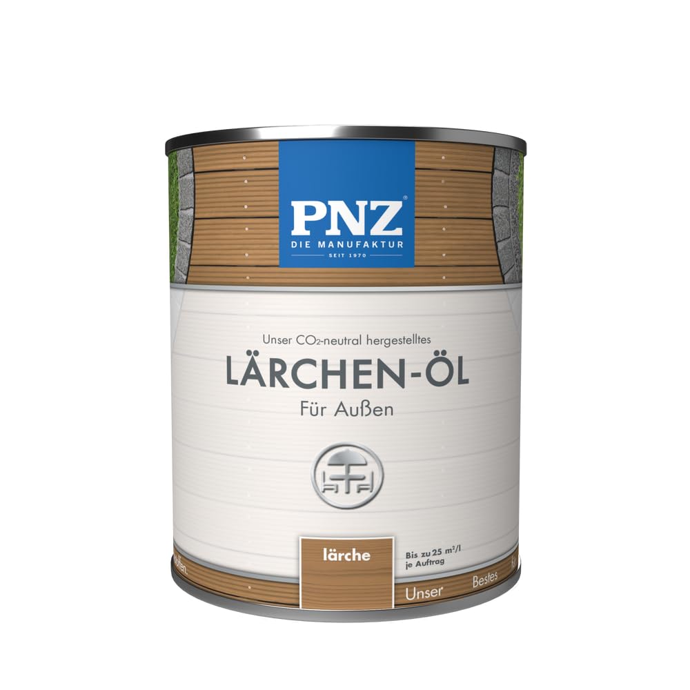 PNZ Lärchen-Öl für Außen | Nachhaltig hergestellt mit regionalen Rohstoffen | Made in Germany | Holz-Terrasse, Gartenmöbel, Gartenhaus, Zaun