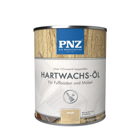 PNZ hard wax oil for indoors | Sustainably produced with regional raw materials | Made in Germany | suitable for worktops, wooden furniture, parquet, wooden floors, container: 0.75L, color: matt