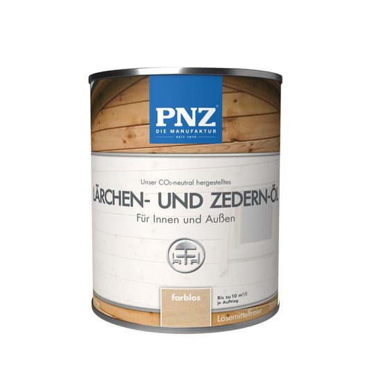 PNZ Lärchen und Zedern Öl für Außen und Innen | Nachhaltig hergestellt mit regionalen Rohstoffen | wasserbasiert | Holz-Terrasse, Gartenmöbel, Gartenhaus, Zaun