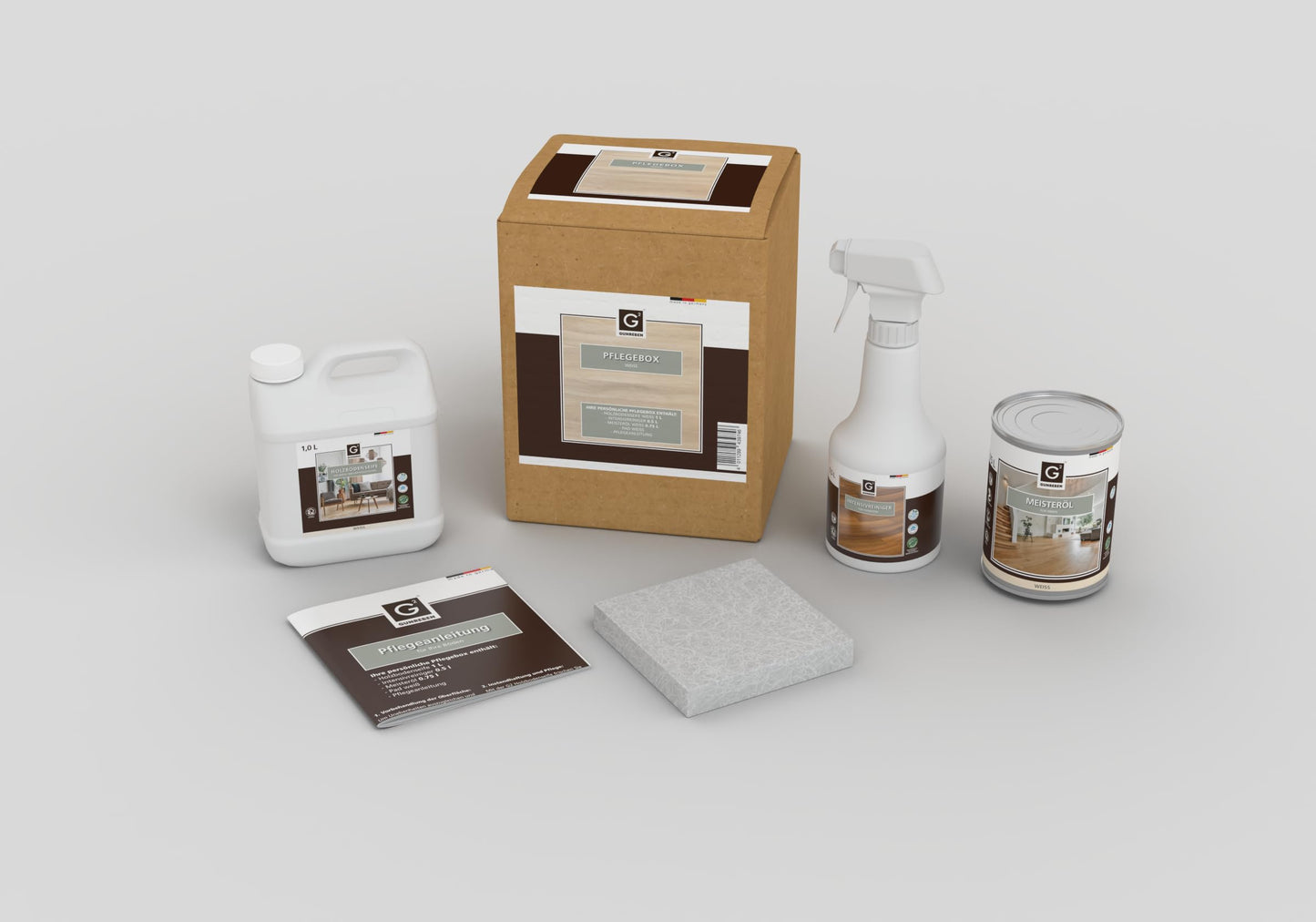 G² Care Box White - Complete set for cleaning and caring for white wooden floors