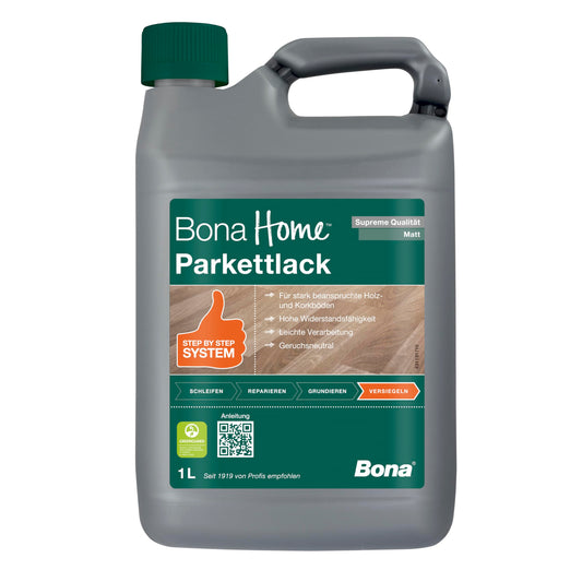 Bona Home Parquet Varnish Supreme Matt 1 L, clear varnish wood, varnish matt, wood varnish, sealing, sealing varnish, satin matt