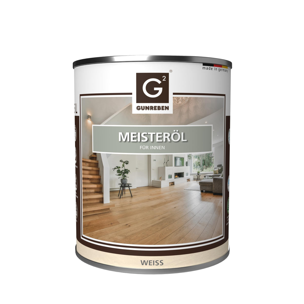 G² Meisteröl Weiß - 0,75L - hochwertiges Holzöl | schmutzabweisend & strapazierfähig | für Parkett, Dielen & Möbel