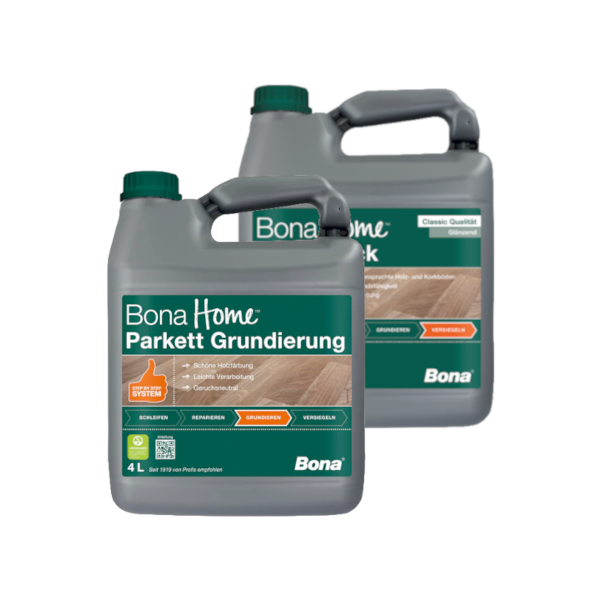 Bona Home Parkettlack & Grundierung – Perfektes Schutz-Bundle für Ihren Boden (4 Liter; glänzend)