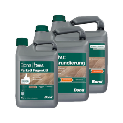 Bona Home Komplett-Bundle – Fugenkitt, Grundierung & Parkettlack (glänzend)