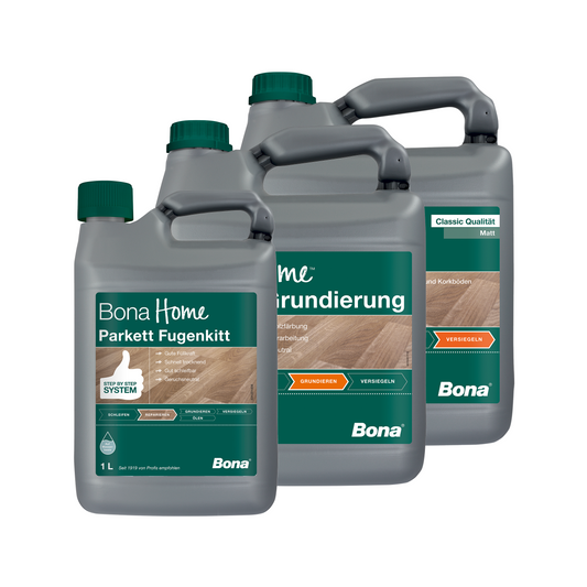 Bona Home Komplett-Bundle – Fugenkitt, Grundierung & Parkettlack (matt)