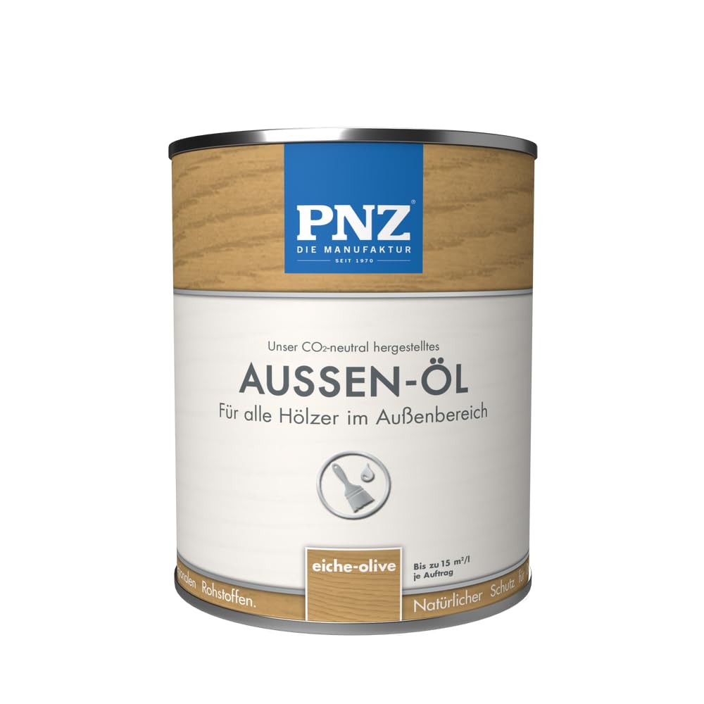 PNZ Außen-Öl | Nachhaltig hergestellt mit regionalen Rohstoffen | Made in Germany | Holzdeck, Holz-Terrasse, Fenster, Türen, Gartenhäuser, Spielgeräte
